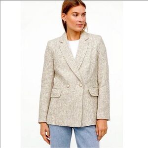 H&M Women's Beige Textured tweed Blazer